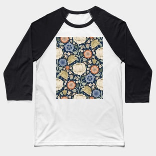 Graphic Victorian Floral Design inspired by Arts and Crafts Movement Baseball T-Shirt